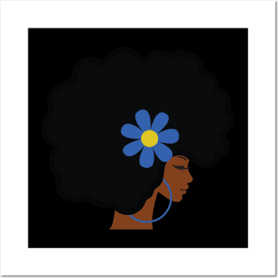 Big Curly Afro With Flower Posters and Art